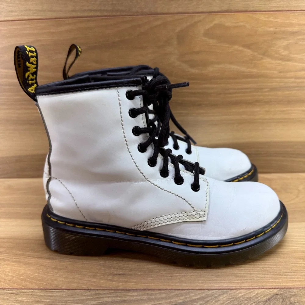 Dr Martens Combat‎ Boots Little Kids 13 White Stomper Punk